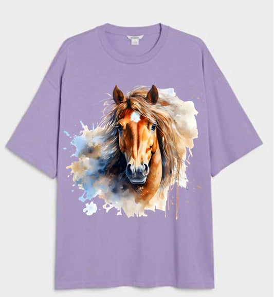 Watercolor Oversized Horse T-Shirt